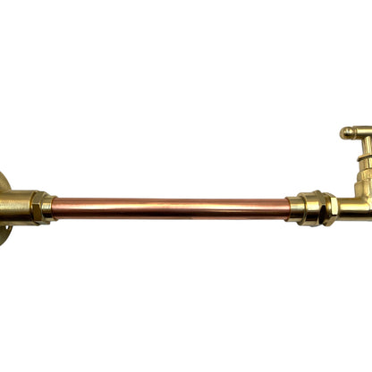 Pair of Vintage Style Wall Mounted Taps, Brass and Copper, Custom Size (T30)