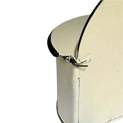 French Vintage Style Enamel Salt Box – Cream SEL Wall Hanging Pot | Farmhouse Kitchen Décor