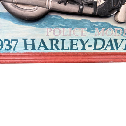 Harley Davidson EL Police Motorcycle 3D Wooden Wall Art – Vintage Style Pub Sign