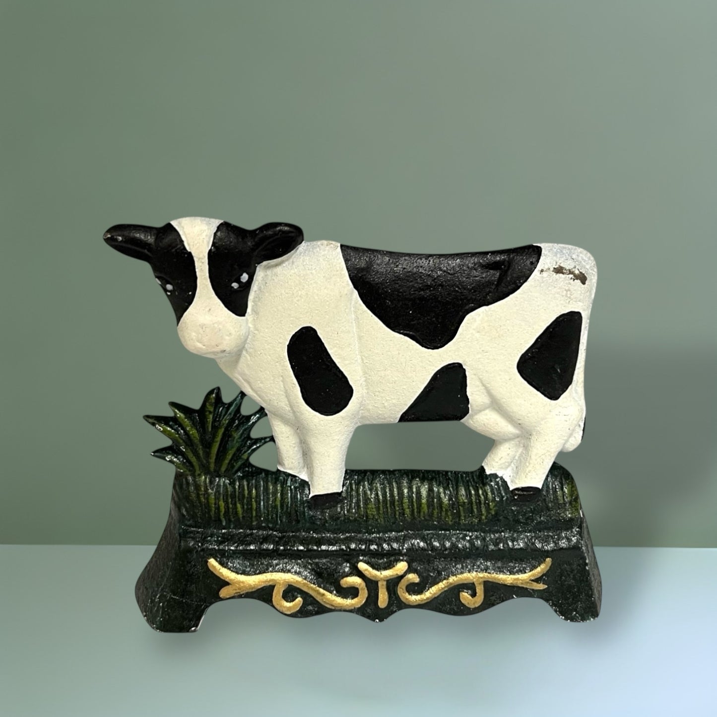 French Cast Iron Cow Door Stop, Farmhouse Chic Doorstop Wedge, Door Stay for sale from All Things French Store