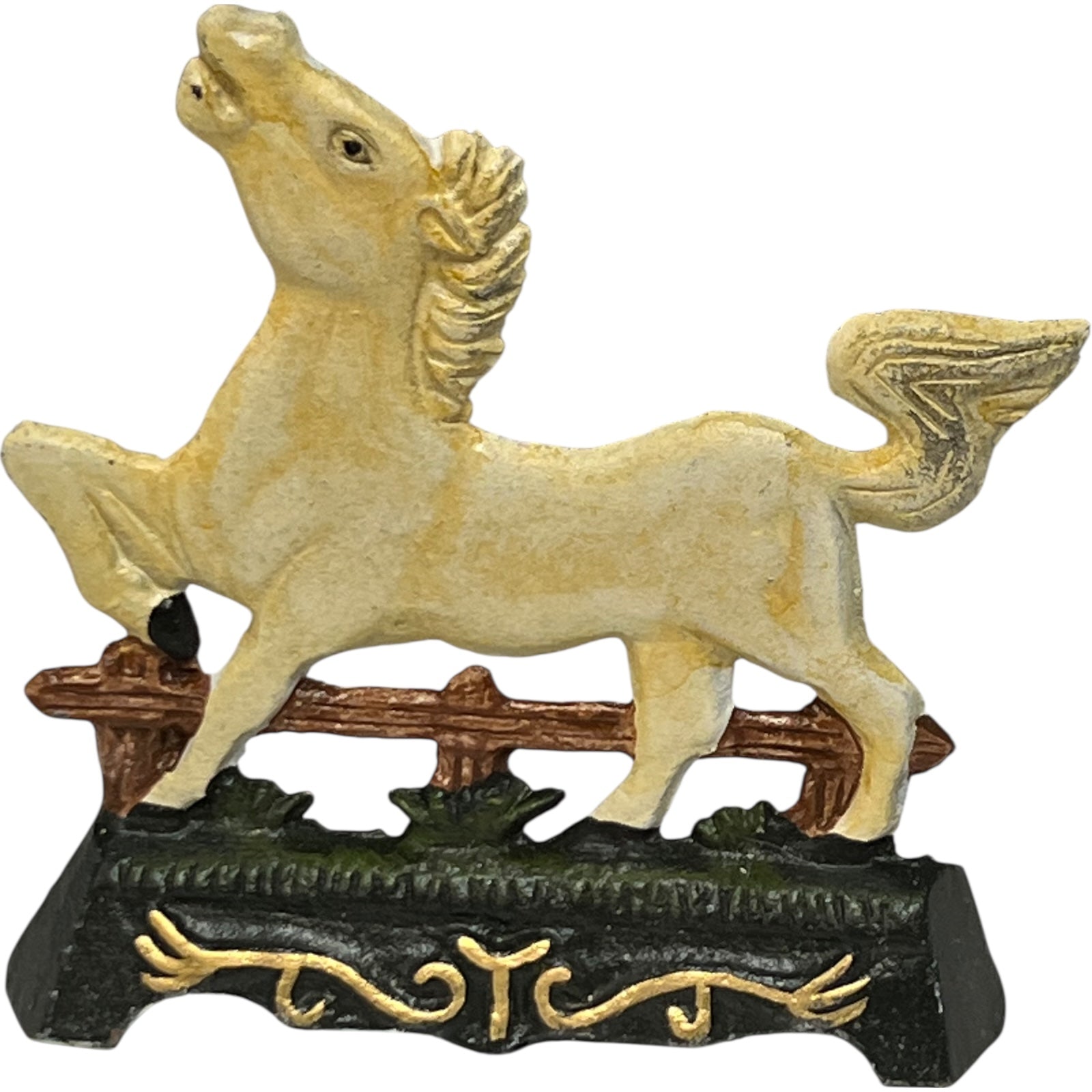 French Cast Iron Horse Door Stop in the shape of a horse for sale from All Things French Store