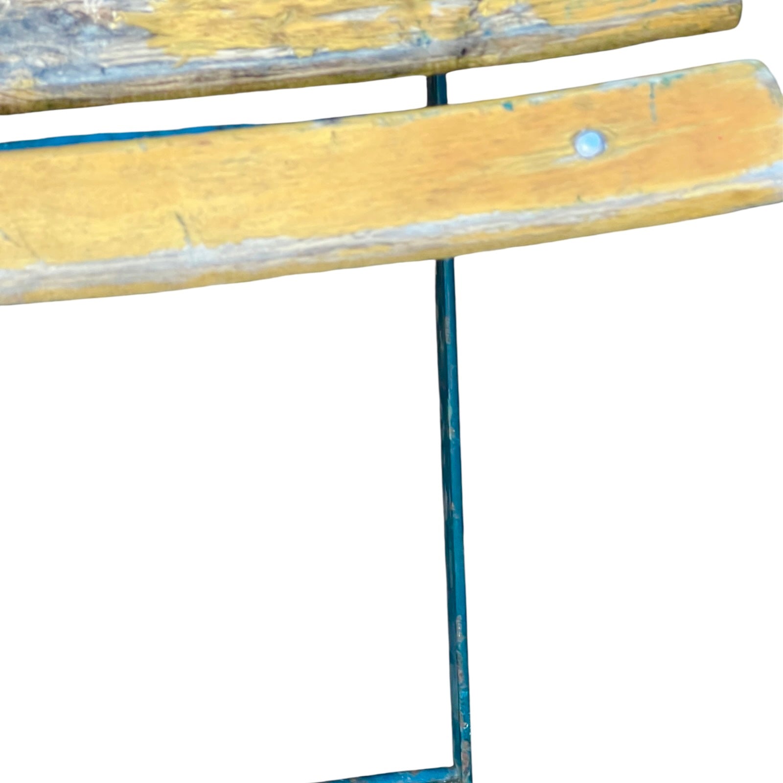 Close up of a wooden French folding chair on a white background 