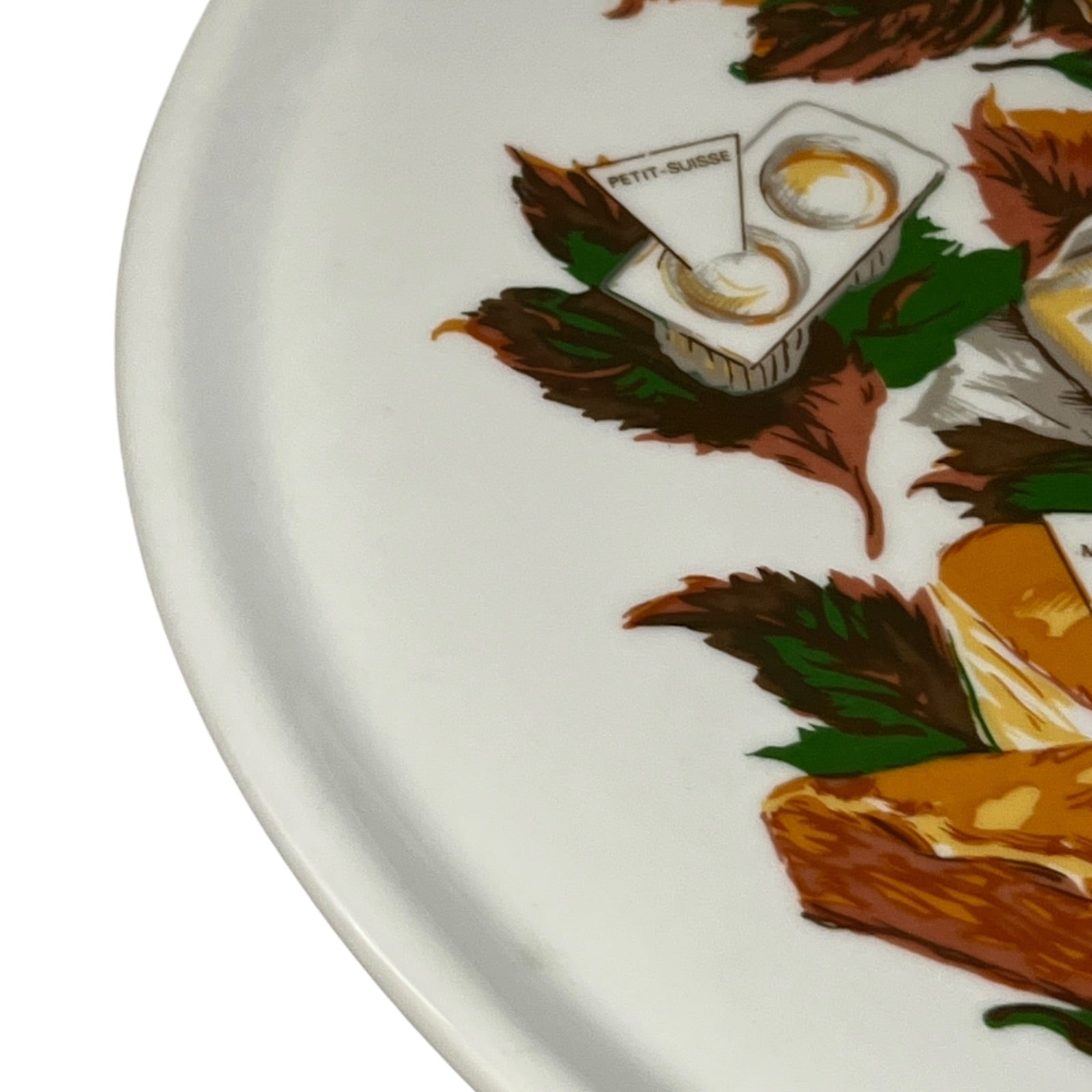 Decorative plate with autumn-themed illustrations on a white background