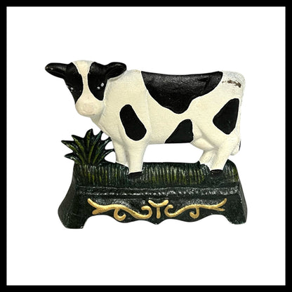 French Cast Iron Cow Door Stop, Farmhouse Chic Doorstop Wedge, Door Stay for sale from All Things French Store