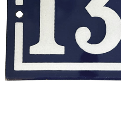 Original French Enamel House Number 132 Sign – Vintage Blue Metal Door Plaque
