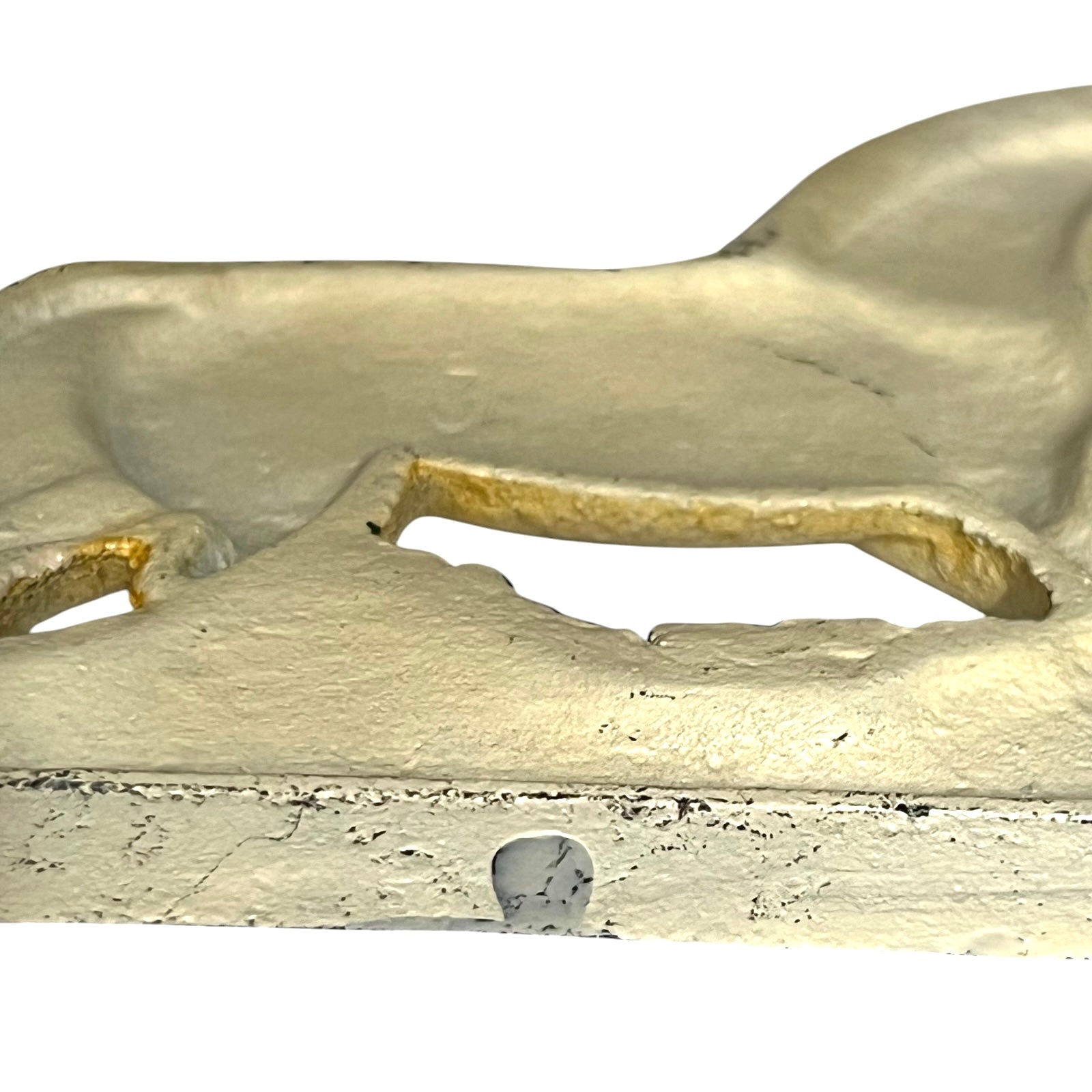 close up of cast iron toiler roll holder on a white background