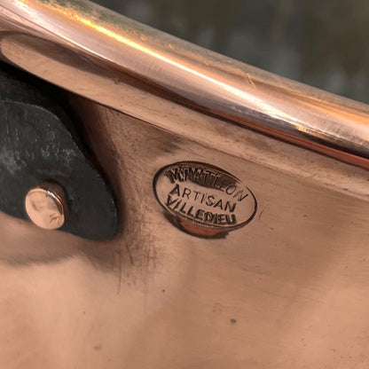 detail view of French Vintage Copper Hearth Pan Skillet 