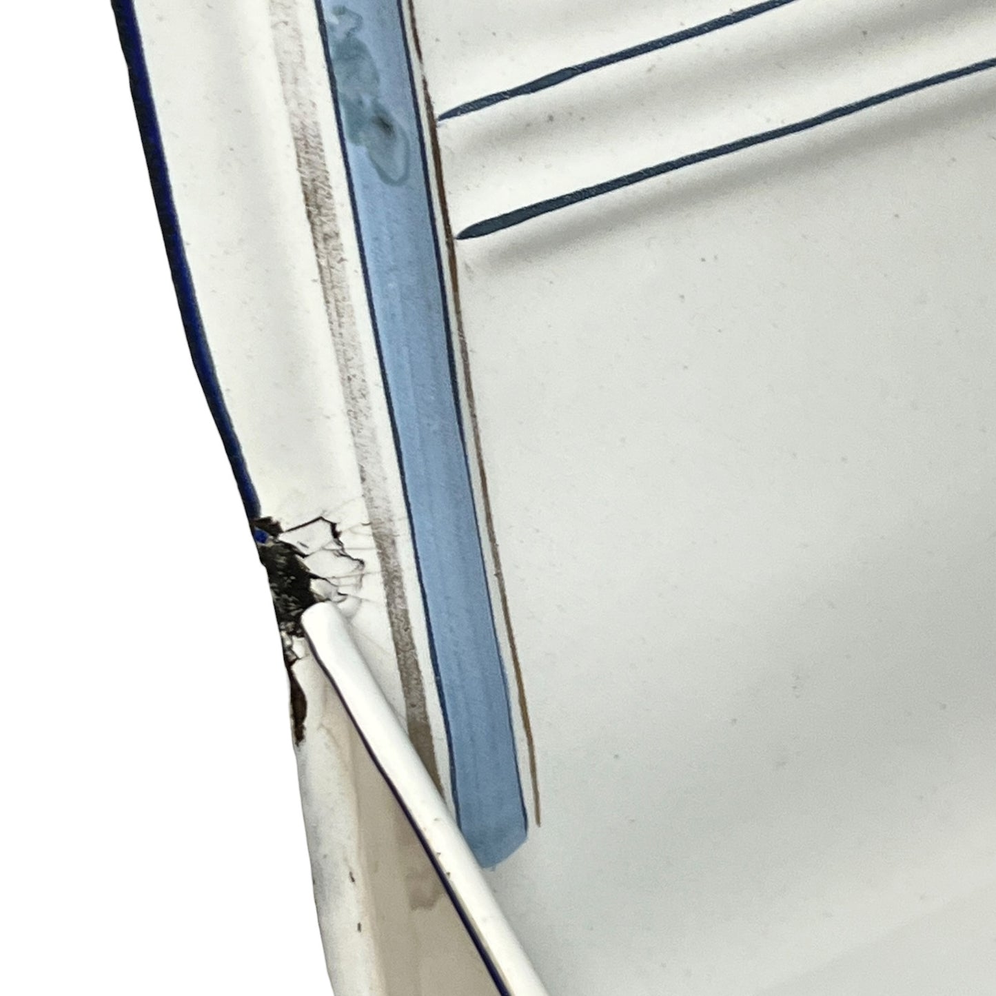 close up of French enamel kitchenware