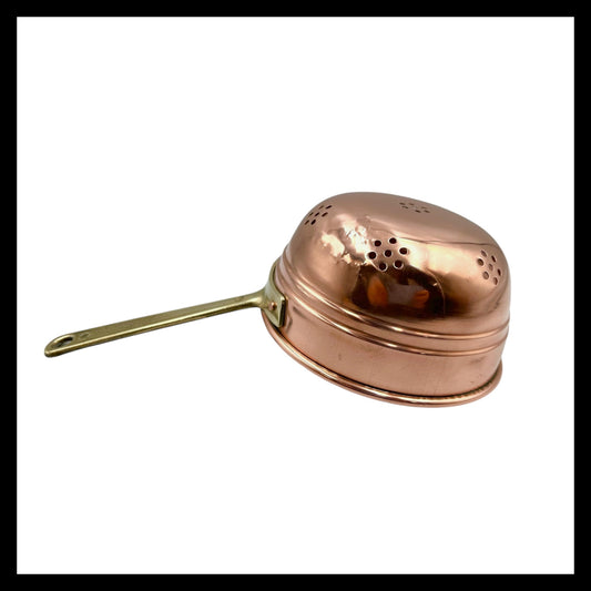 French copper colander with a brass handle for sale by All Things French Store
