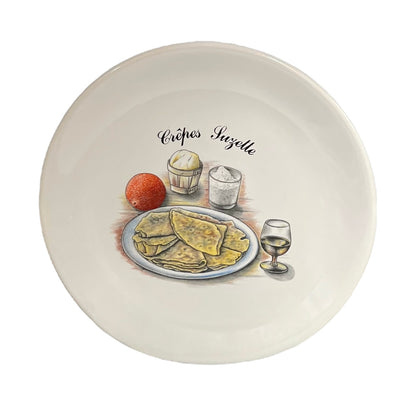French crepes suzette plate on a white background 