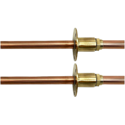 Pair of copper and brass wall mounted taps  custom size made to measure 