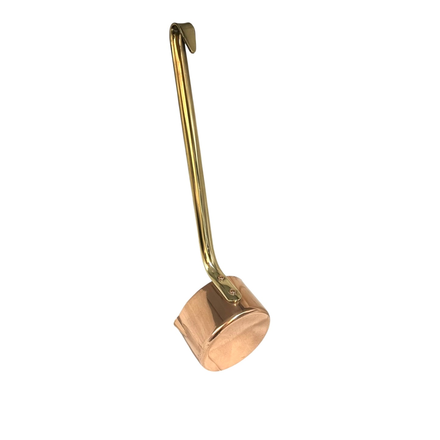 French copper ladle with a brass handle  on a white background