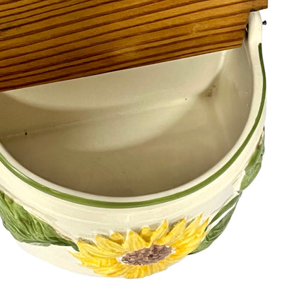 Vintage French Ceramic Salt Box – Wall-Mounted Sel Crock with Lid