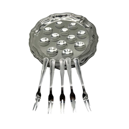 French stainless steel escargots plates with forks for sale