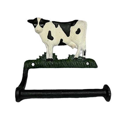 Farmhouse Cast Iron Cow Toilet Roll Holder | Vintage Style, Wall-Mounted
