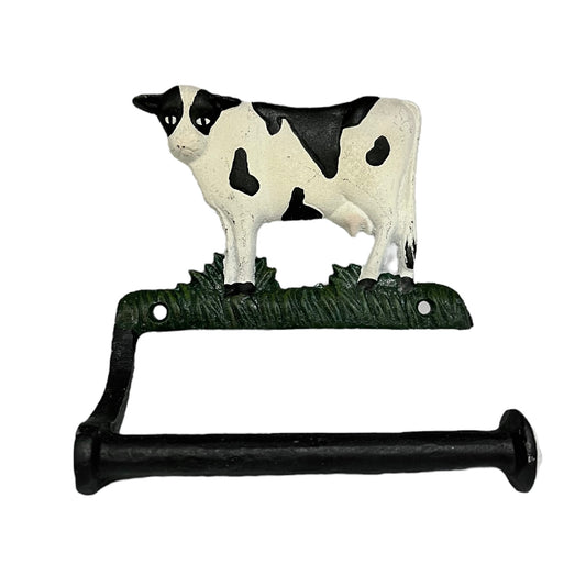 Farmhouse Cast Iron Cow Toilet Roll Holder | Vintage Style, Wall-Mounted