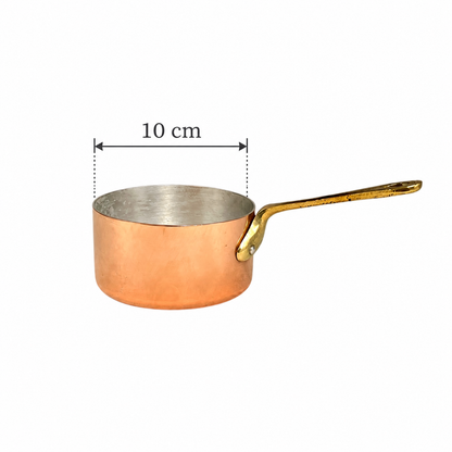 Vintage French Copper Saucepan – 10cm Small Aluminium Lined Pan with Brass Handle