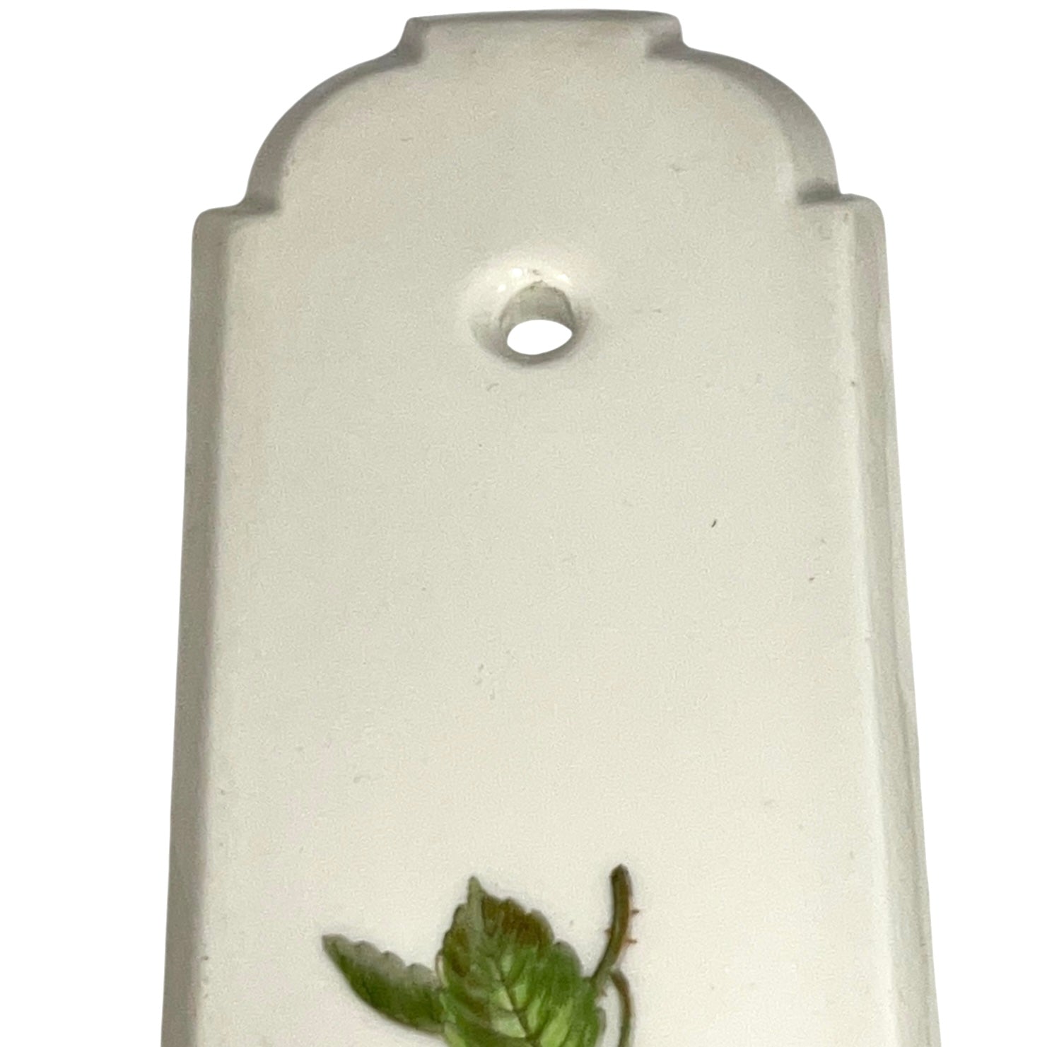 Close up of a finger push plate on a white background