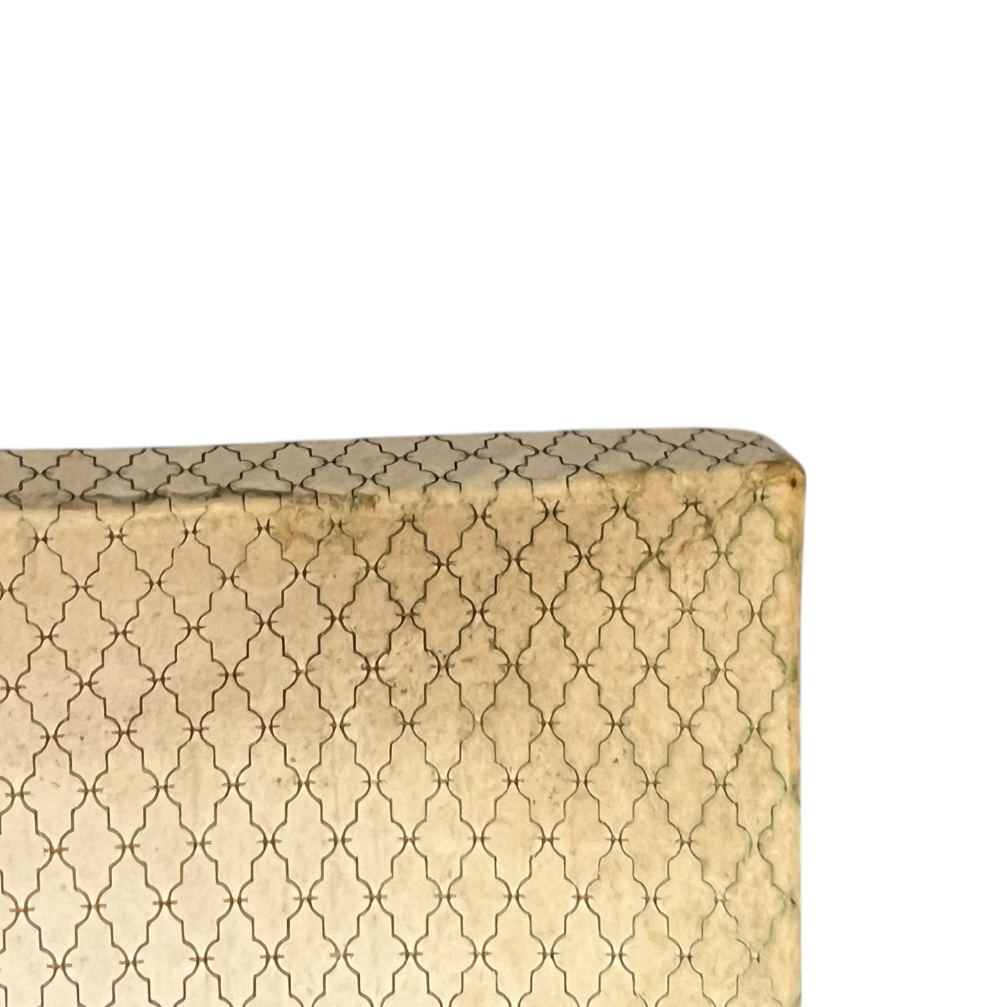 Beige box with a subtle pattern on a white background