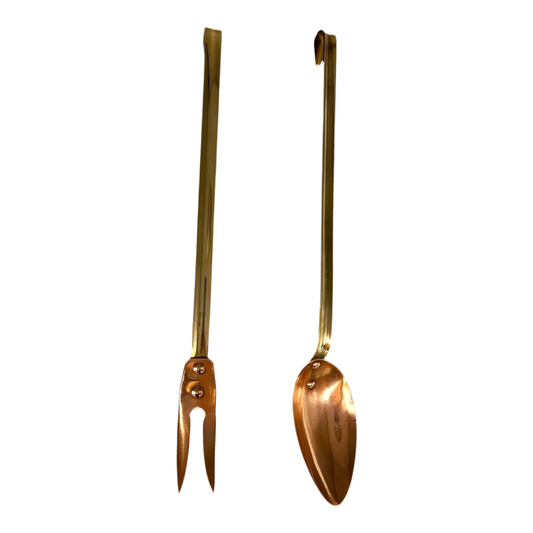 French Copper Kitchen Utensils, Vintage Country Kitchen Brass & Copper Set