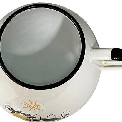 Close-up of a teapot interior on a white background