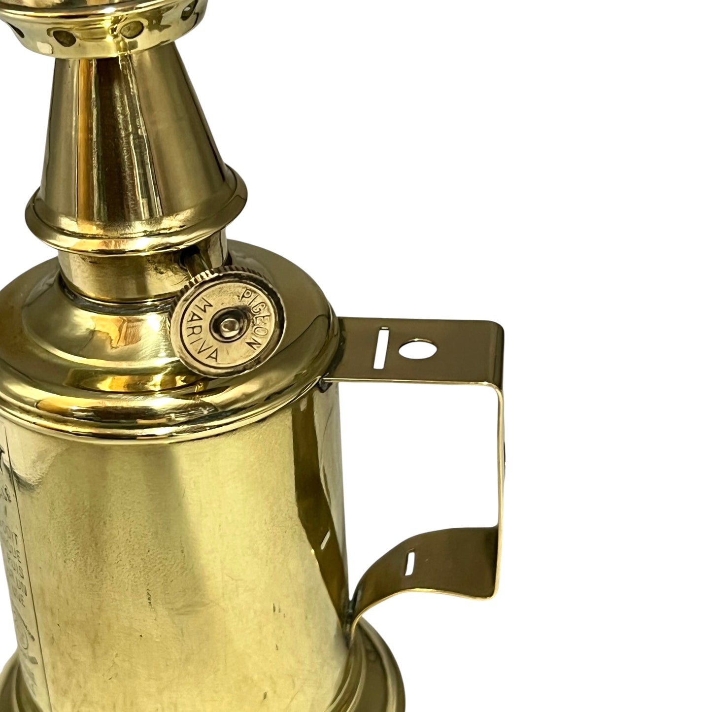 close up of glass globe shade on a brass lamp