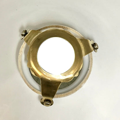Vintage French Opaline Milk Glass Pendant Lamp Shade with Brass Collar