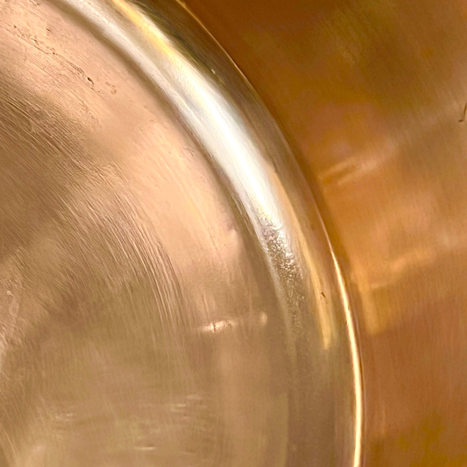 Close up of inner of copper sink 