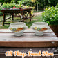 image pair of German traditional soup bowls on a rustic wooden table