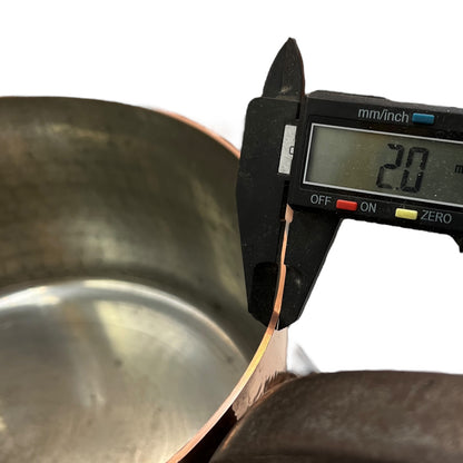 close up of copper pan 2mm thick