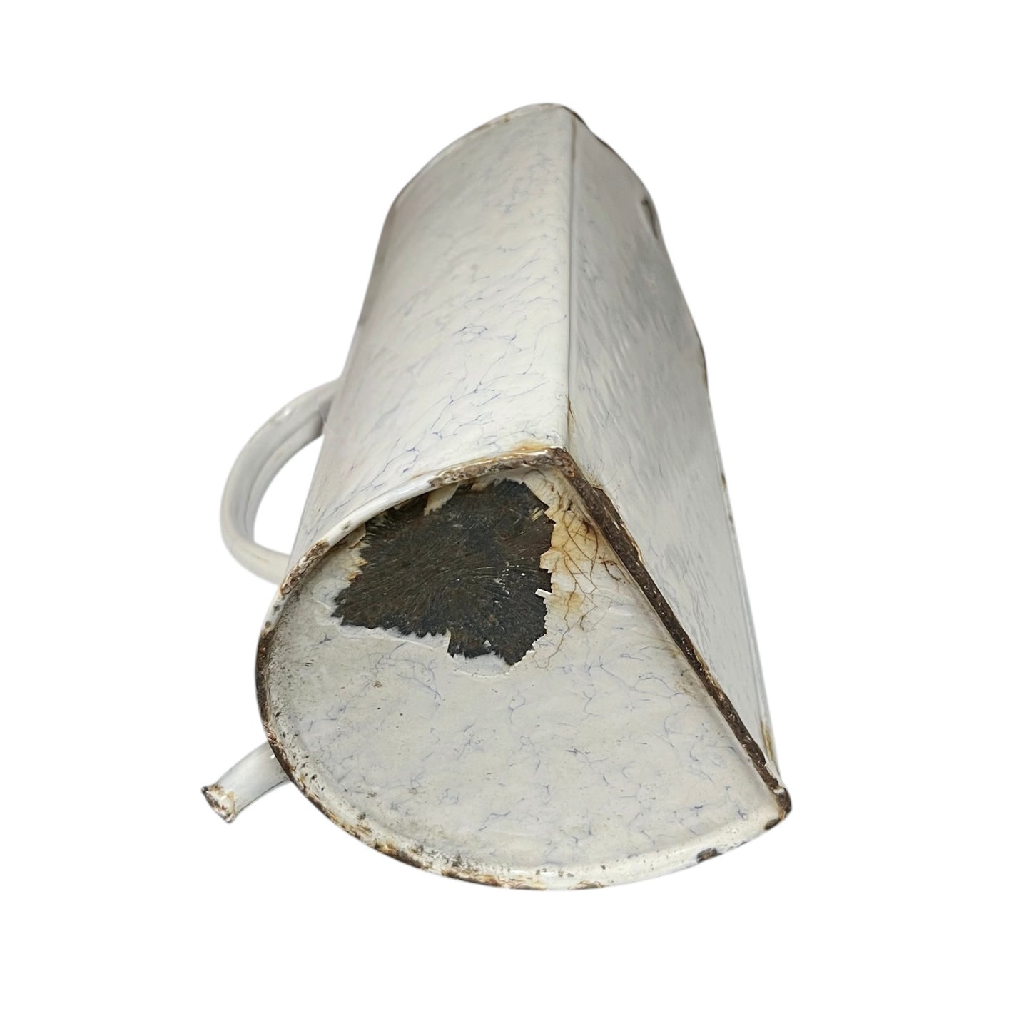Vintage French Enamel Irrigator Jug, Wall Hanging Planter, Rustic Kitchen or Garden Pot
