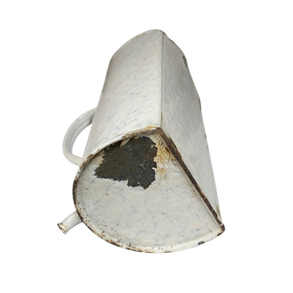 Vintage French Enamel Irrigator Jug, Wall Hanging Planter, Rustic Kitchen or Garden Pot