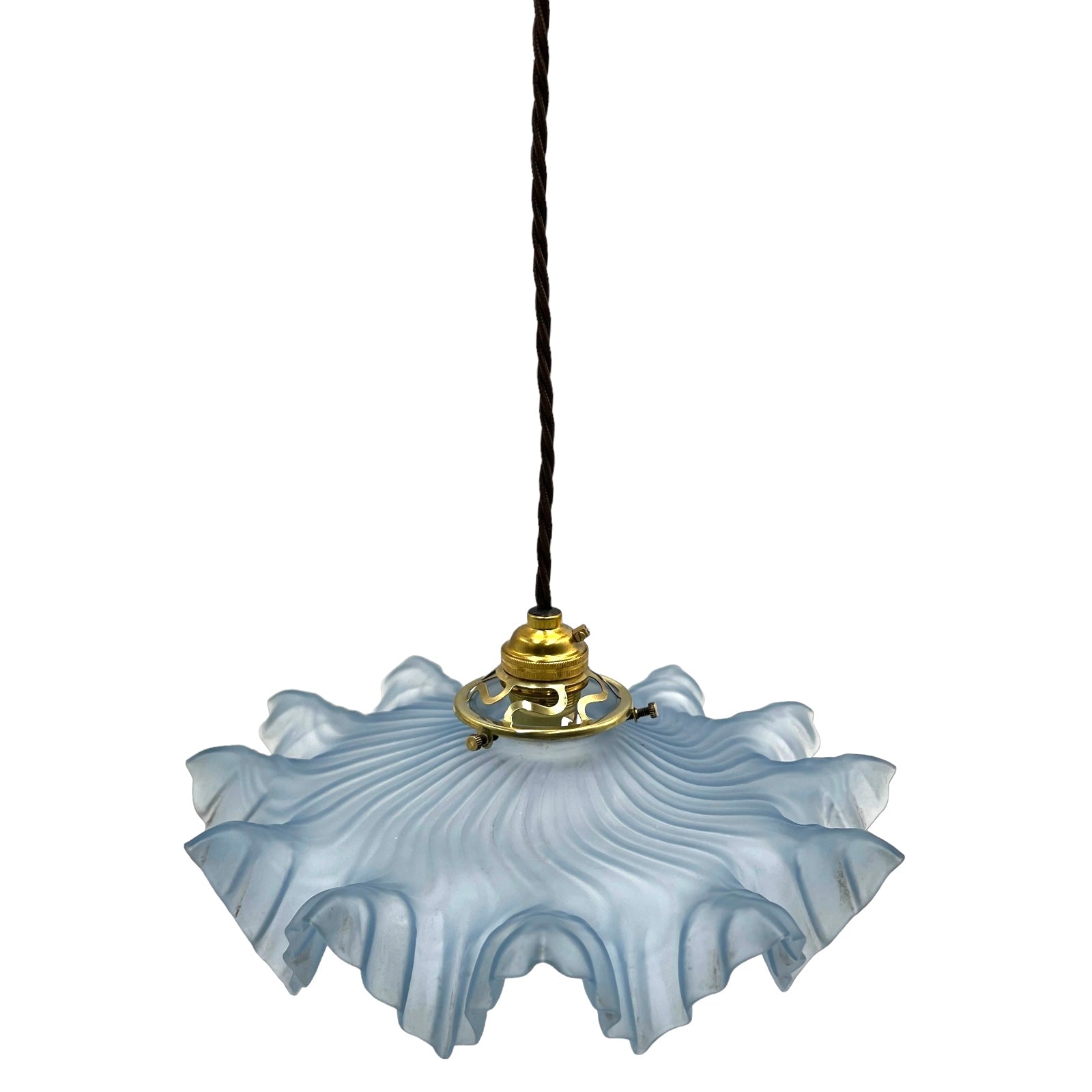 Vintage French Frosted Glass Ceiling Pendant Light, Hanging Lampshade 