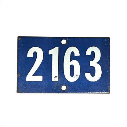 Vintage French Blue Enamel Door Number or Gatepost Number 2163