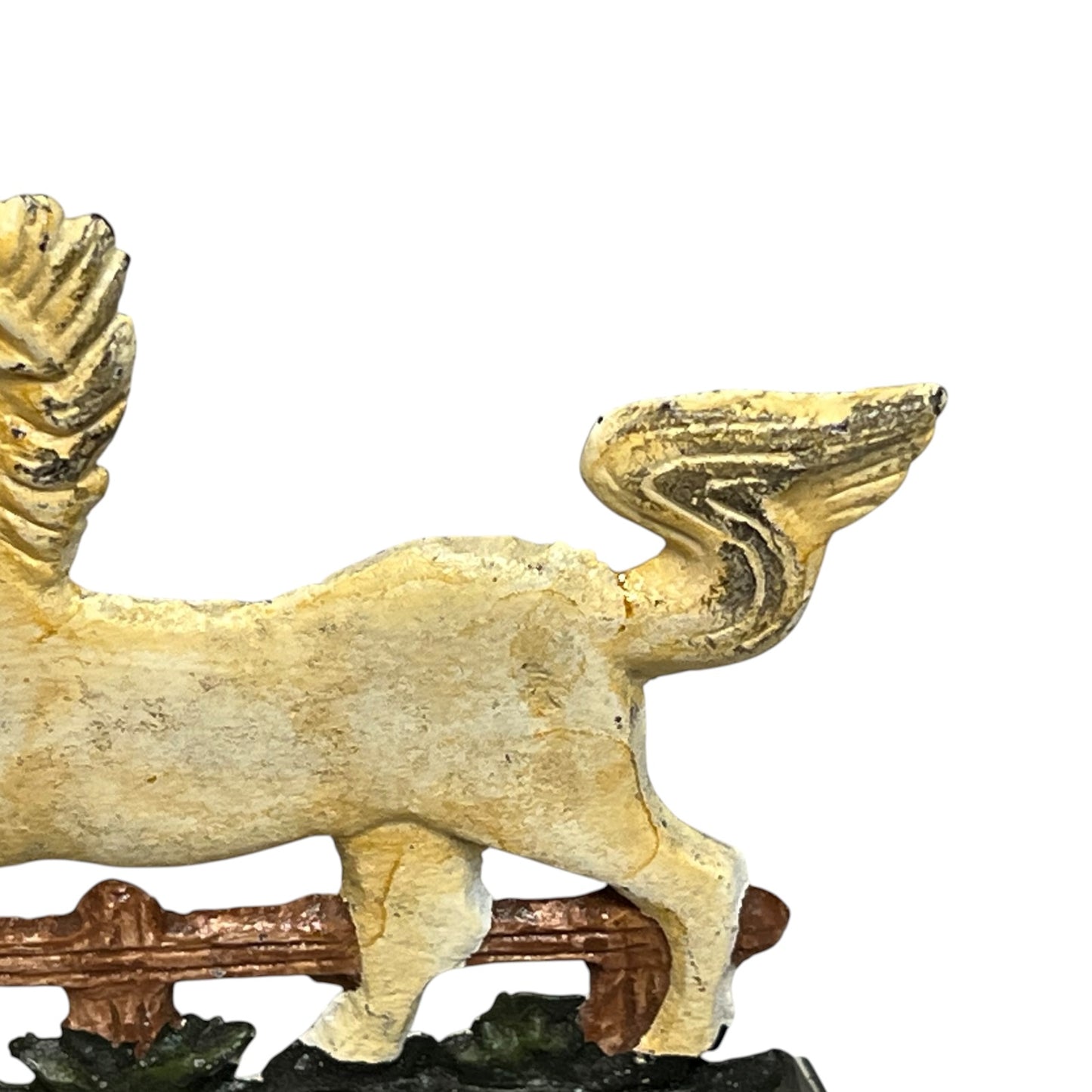close up of a doorstop on a white background