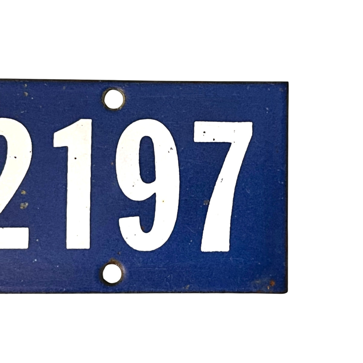 Vintage French Enamel House Number 2197 – Blue & White Door Plaque