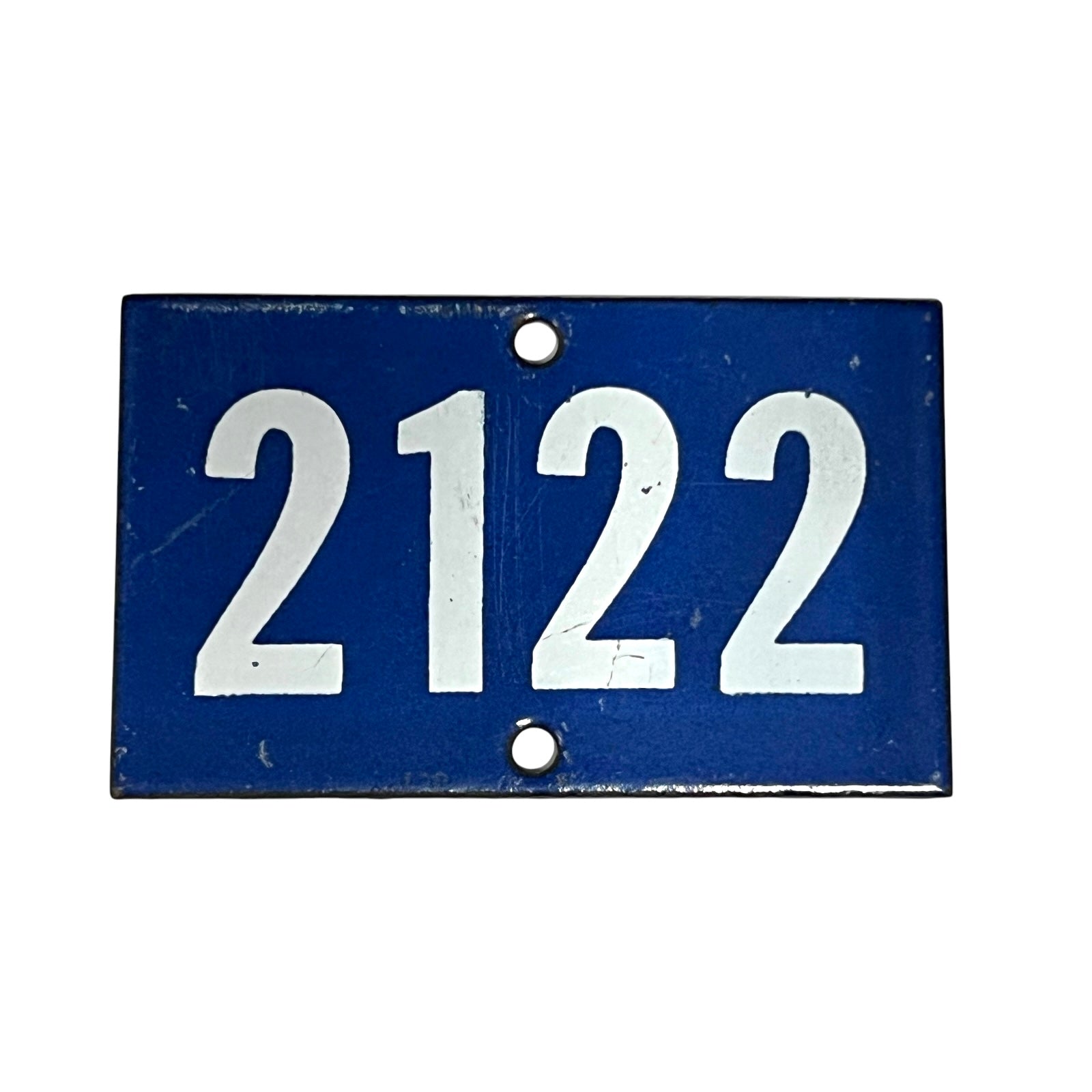 French blue and white enamel vintage door or gatepost numbers 