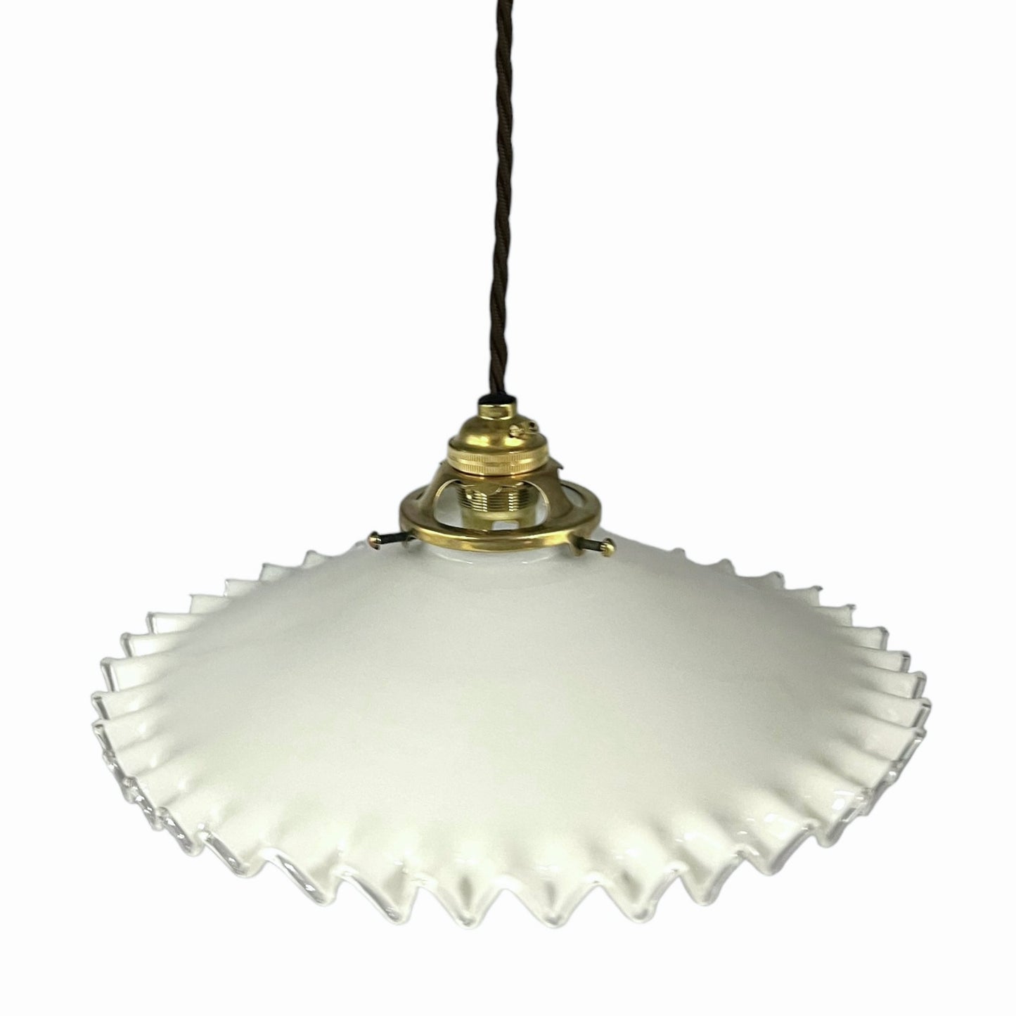 Vintage French Glass Ceiling Pendant Light, Milk Glass Hanging Lampshade