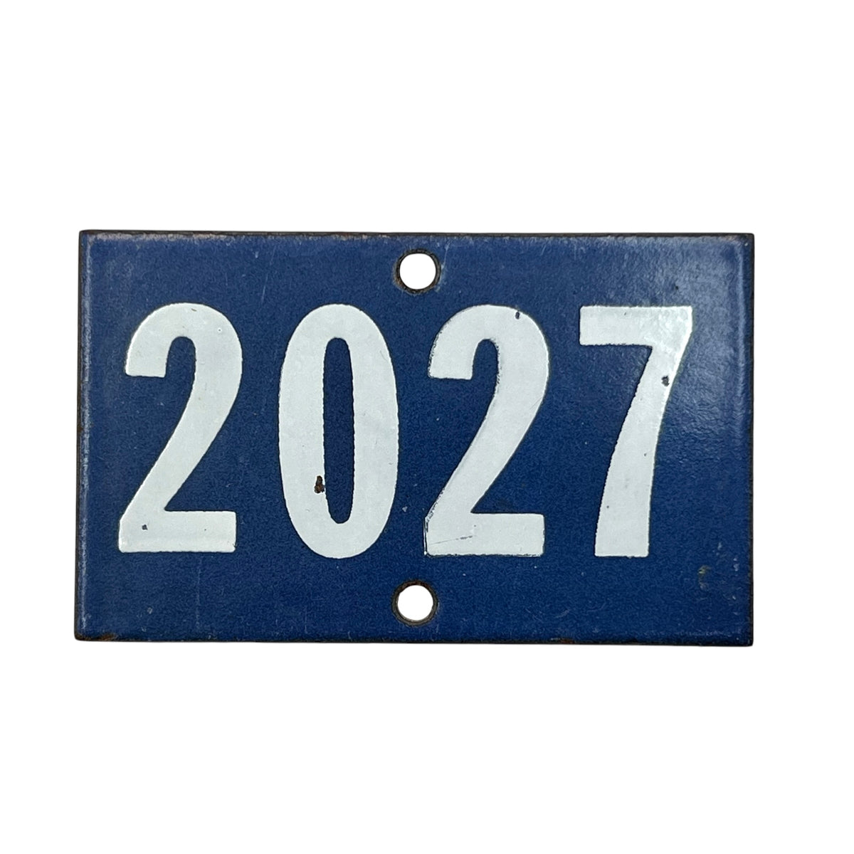 blue and white number 2027 on a white background