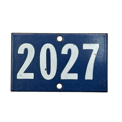 blue and white number 2027 on a white background