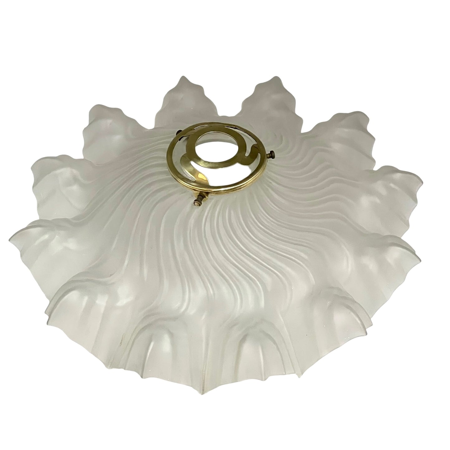 Close up of a glass lampshade on a white background 