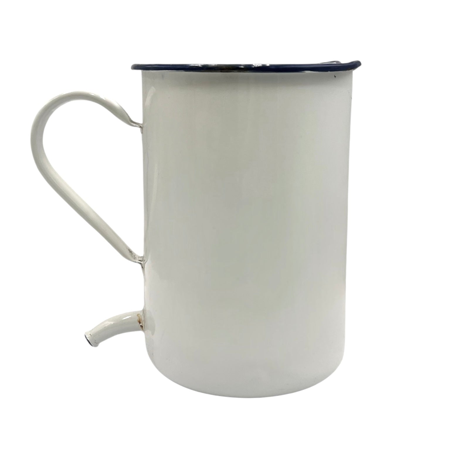 white enamel planter with a  spout on a white background