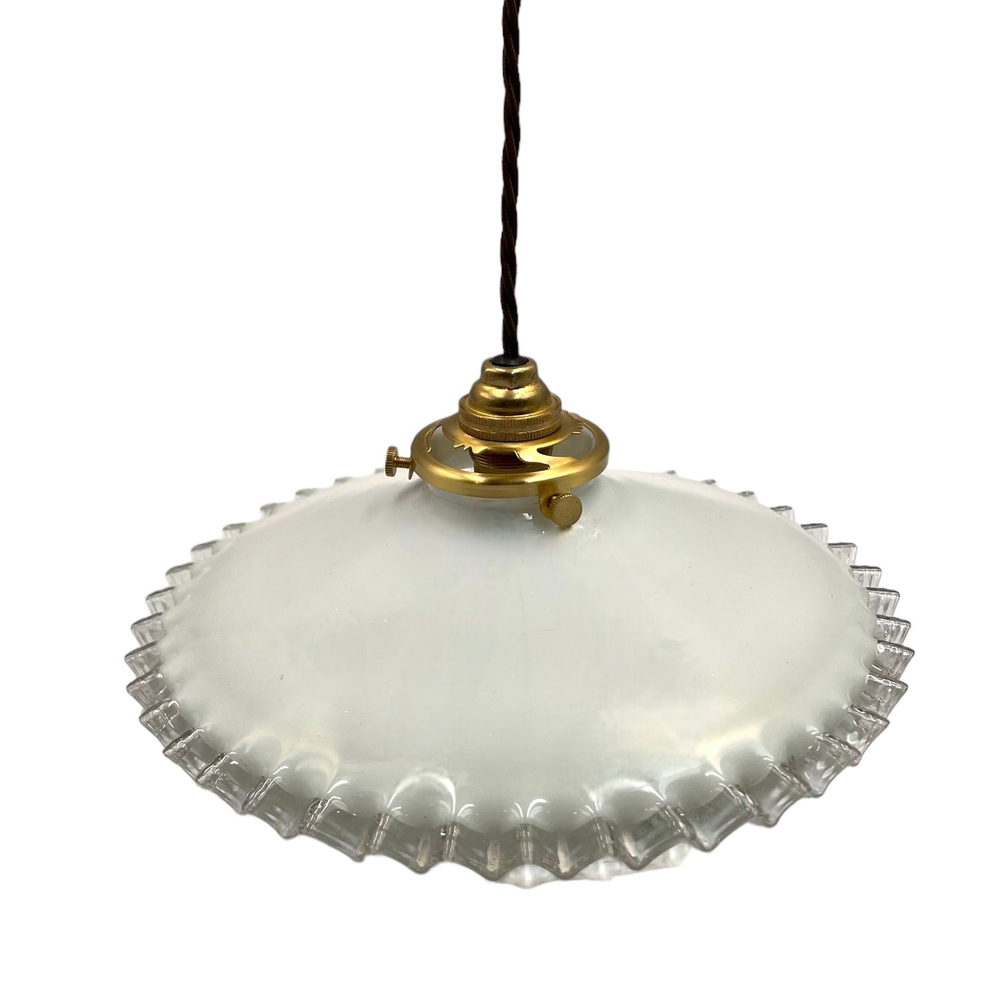 French vintage opaline ceiling pendant light with new wiring