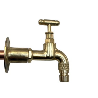 Brass Vintage Style Kitchen or Bathroom Tap, Wall Mounted Tap