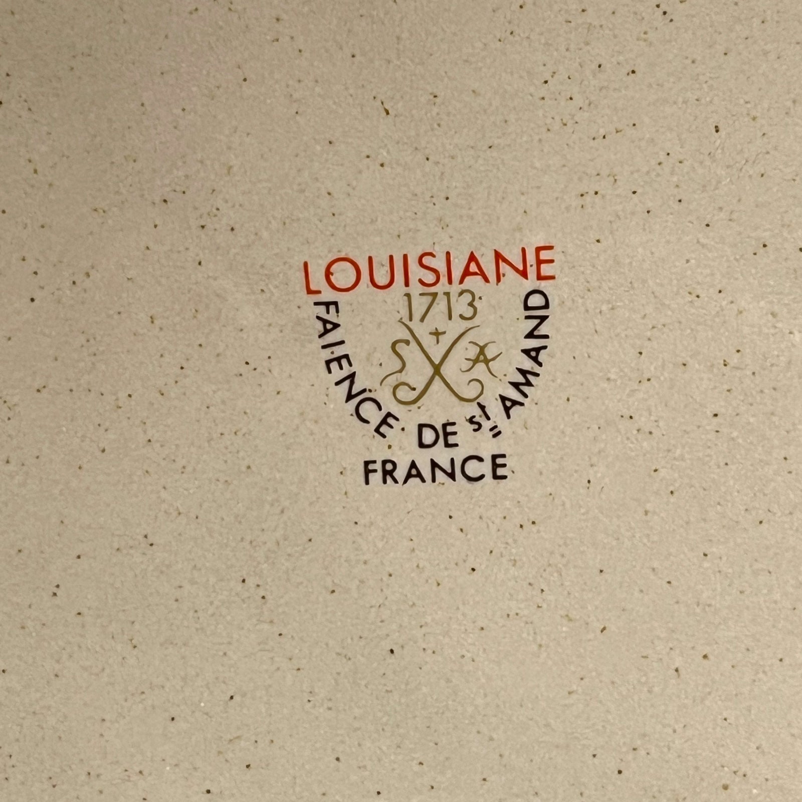 Faience de St Amand stamp on rear of fondue divided plate
