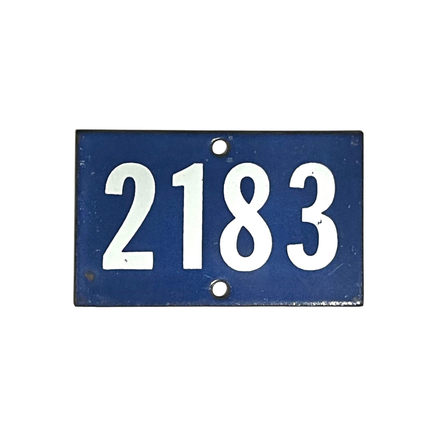 French enamel blue and white door number 2183