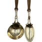 set of 4 French brass and wooden  kitchen utensils 