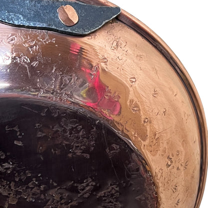 Pair of French Copper Pans with Long Handles – Tin Lined, Rustic Farmhouse Kitchen Decor