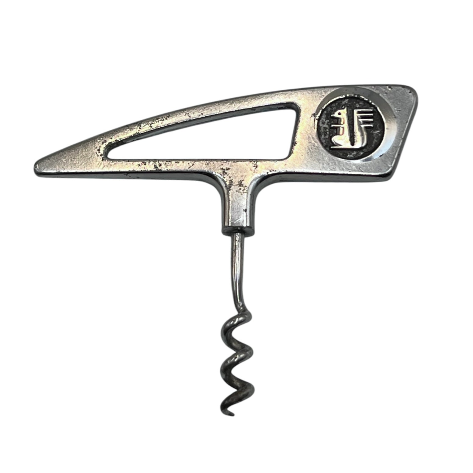 French Vintage Corkscrew with the Caisse d'Epargne Squirrel Logo 1970s, Chrome