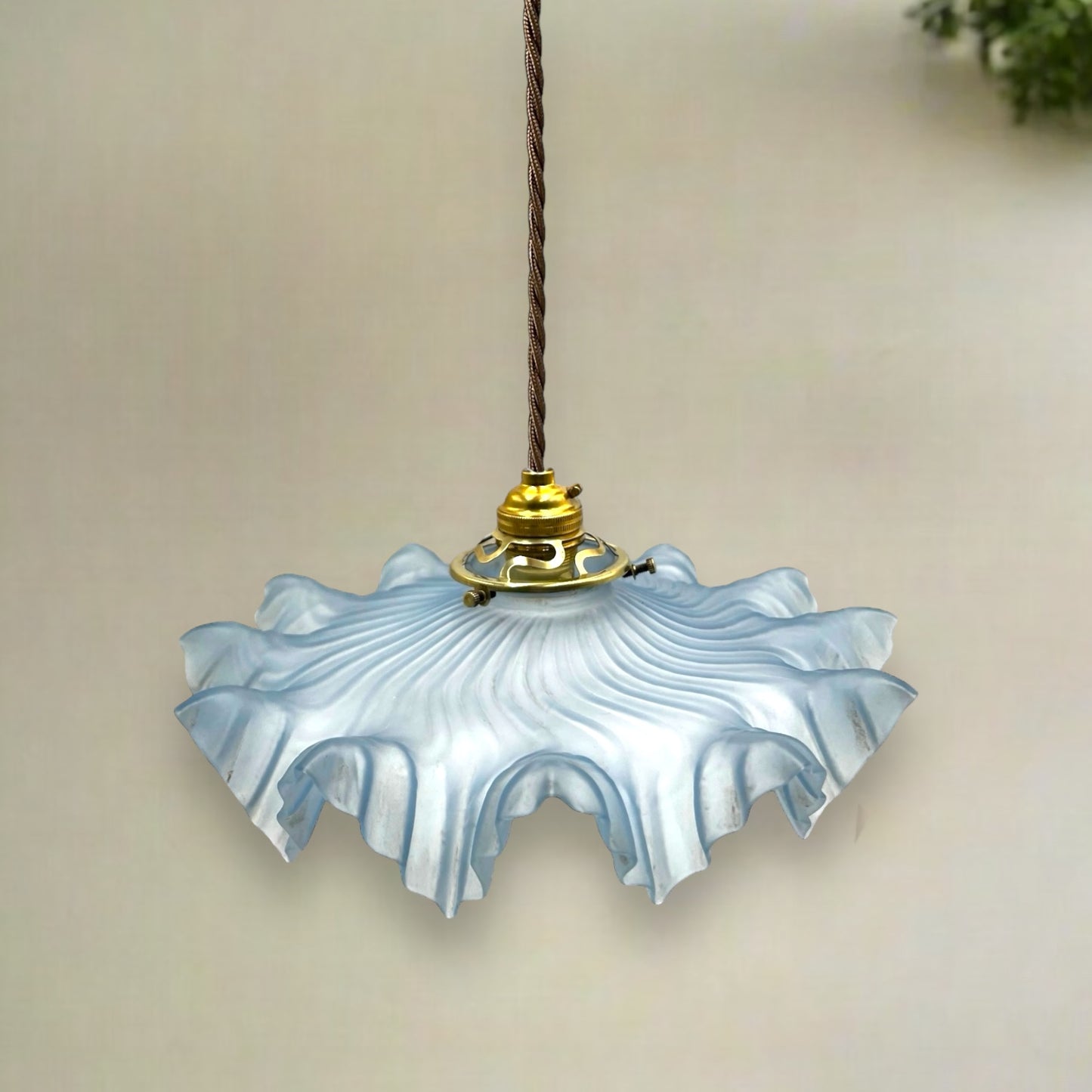 Vintage French Frosted Glass Ceiling Pendant Light, Hanging Lampshade 